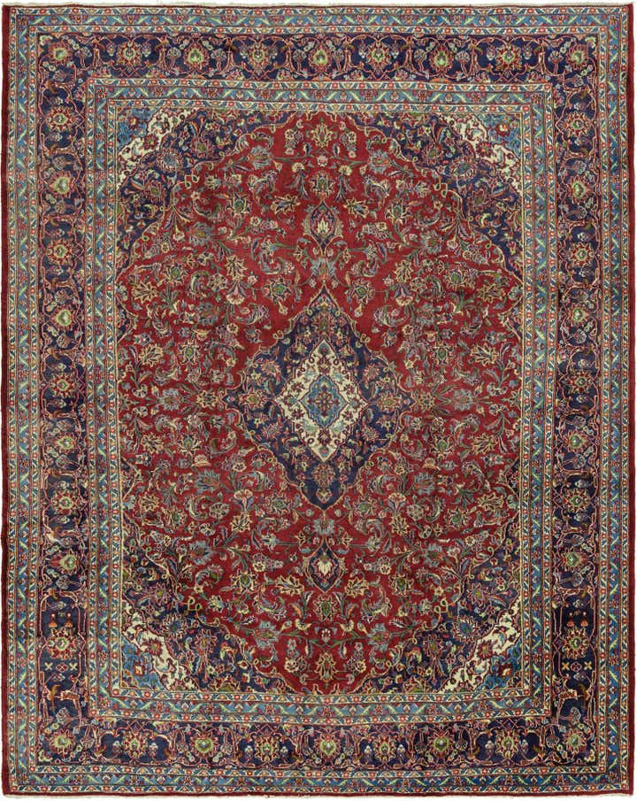 10' x 12' 8 Hand Knotted Mashad Persian Wool Rug