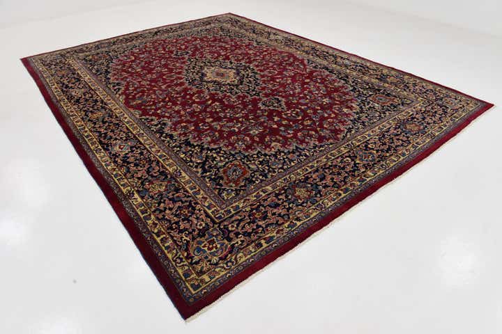 10' x 13' Hand Knotted Mashad Persian Wool Rug
