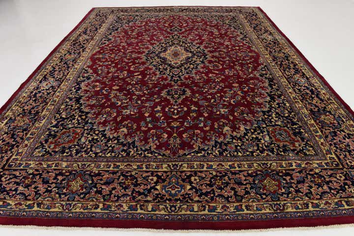 10' x 13' Hand Knotted Mashad Persian Wool Rug