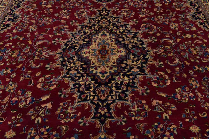 10' x 13' Hand Knotted Mashad Persian Wool Rug