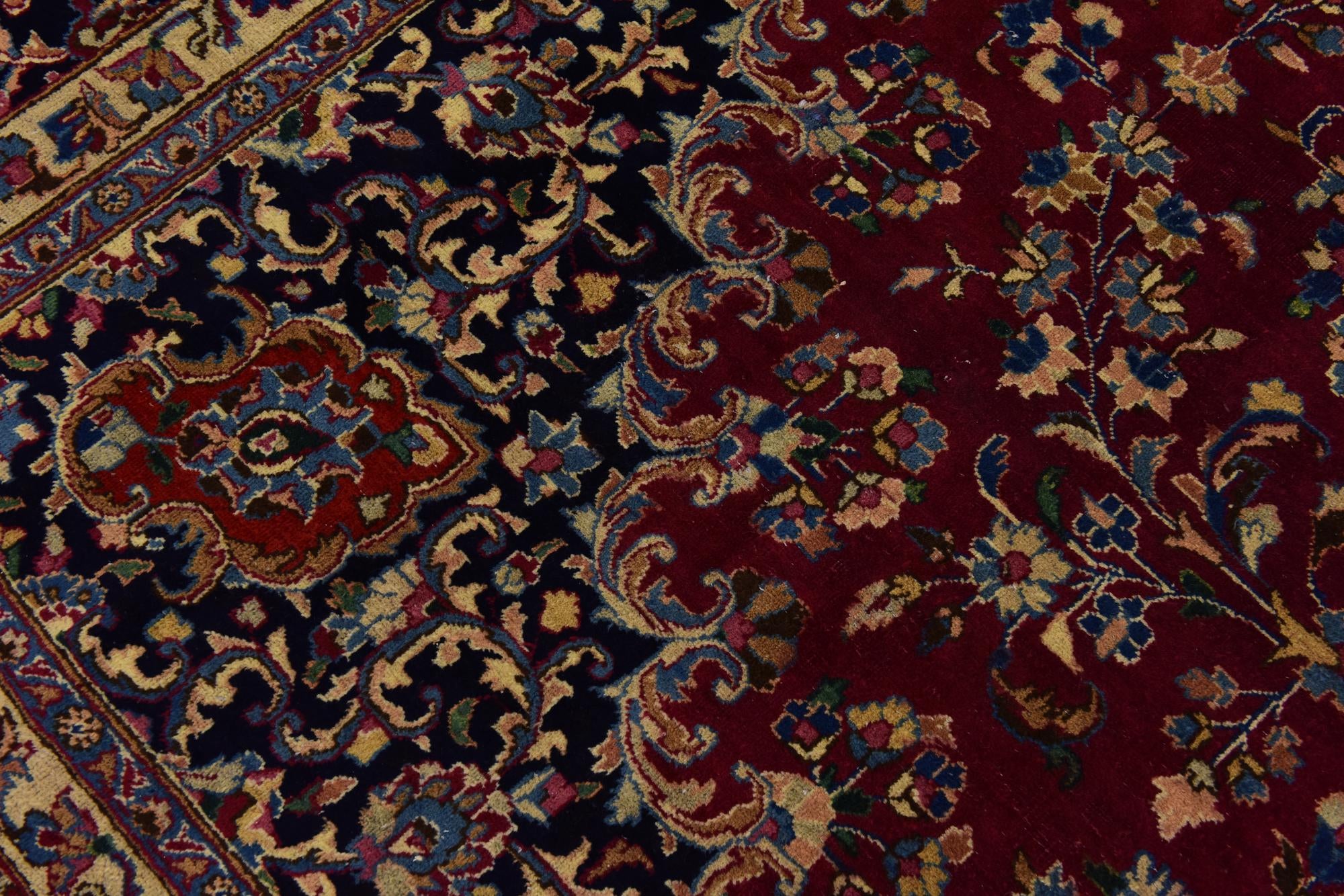 10' x 13' Hand Knotted Mashad Persian Wool Rug
