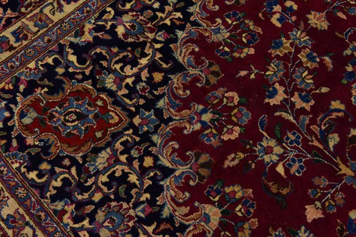 10' x 13' Hand Knotted Mashad Persian Wool Rug