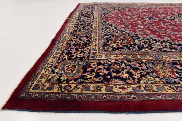 10' x 13' Hand Knotted Mashad Persian Wool Rug