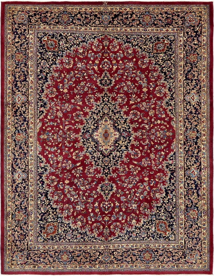 Detail image of 10' x 13' Hand Knotted Mashad Persian Wool Rug