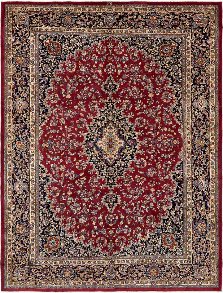 10' x 13' Hand Knotted Mashad Persian Wool Rug