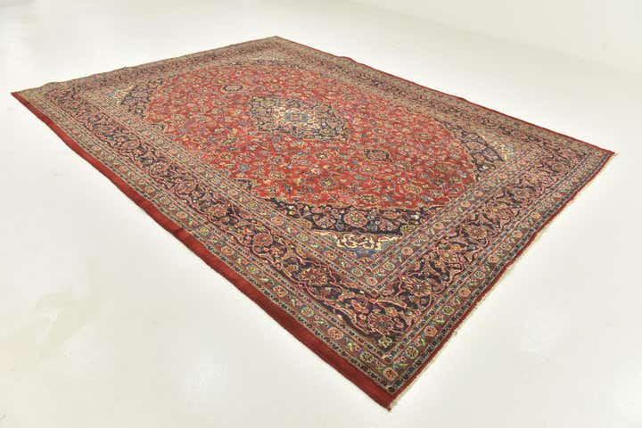 9' 8 x 12' 9 Hand Knotted Mashad Persian Wool Rug