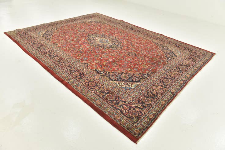 Detail image of 9' 8 x 12' 9 Hand Knotted Mashad Persian Wool Rug
