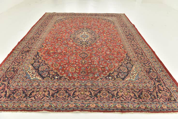 Detail image of 9' 8 x 12' 9 Hand Knotted Mashad Persian Wool Rug