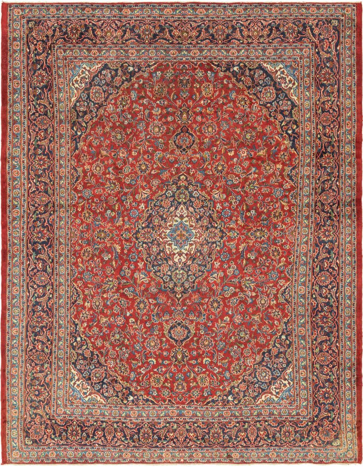 Detail image of 9' 8 x 12' 9 Hand Knotted Mashad Persian Wool Rug