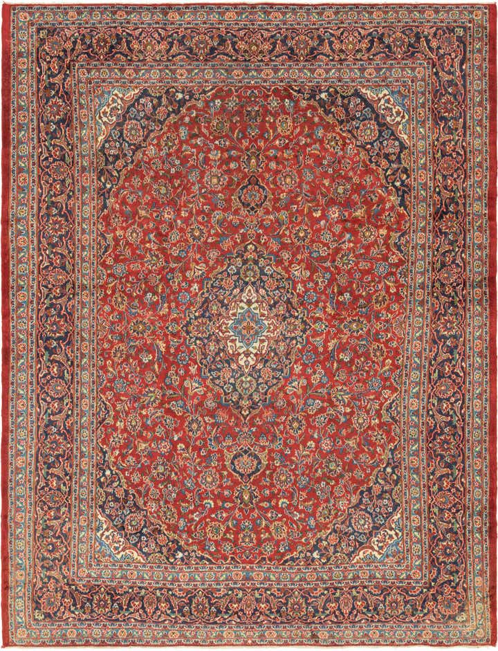 9' 8 x 12' 9 Hand Knotted Mashad Persian Wool Rug