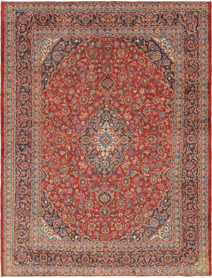 Detail image of 9' 8 x 12' 9 Hand Knotted Mashad Persian Wool Rug