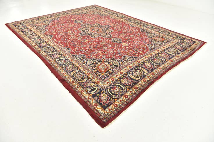 Detail image of 9' 10 x 12' 7 Hand Knotted Mashad Persian Wool Rug