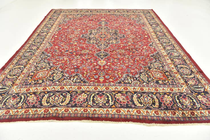 Detail image of 9' 10 x 12' 7 Hand Knotted Mashad Persian Wool Rug