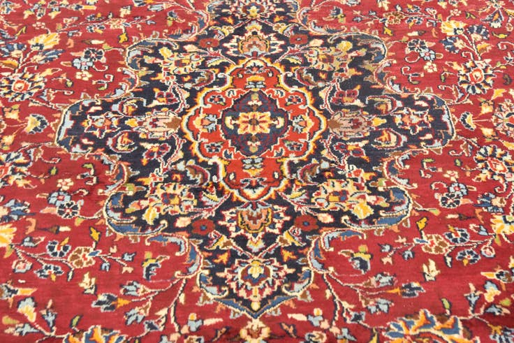 Detail image of 9' 10 x 12' 7 Hand Knotted Mashad Persian Wool Rug
