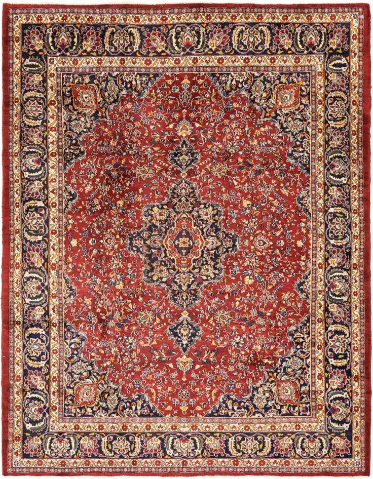 Detail image of 9' 10 x 12' 7 Hand Knotted Mashad Persian Wool Rug