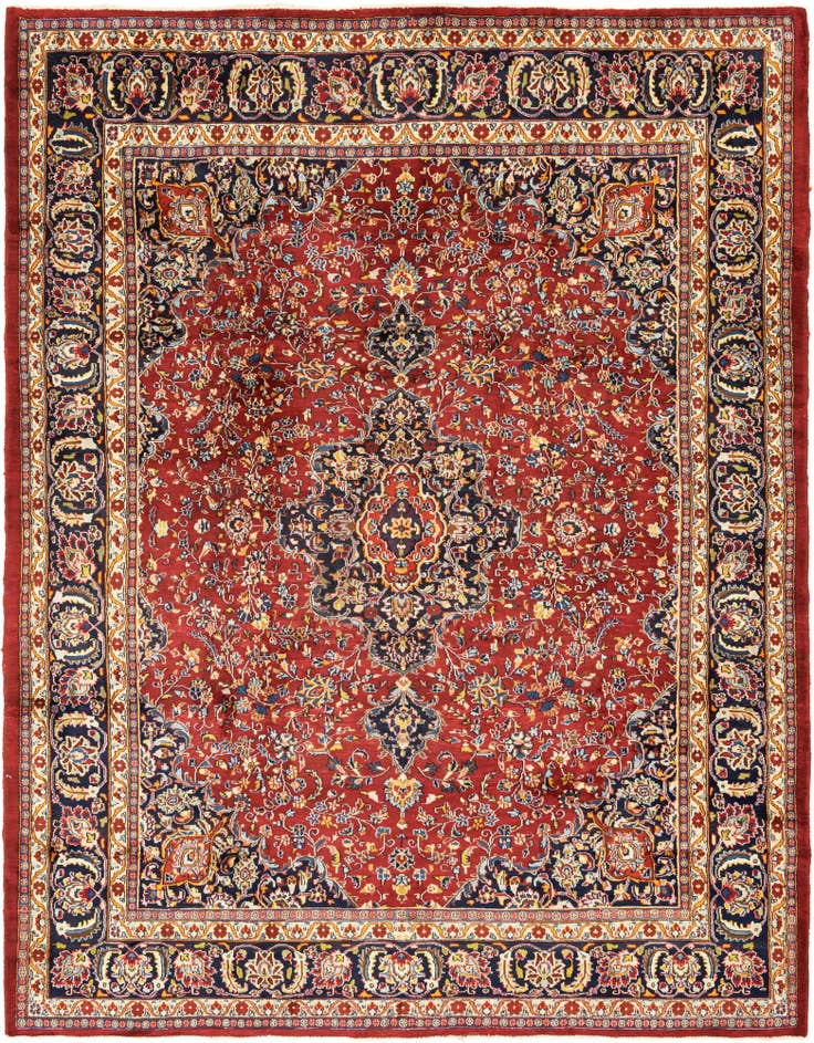 Detail image of 9' 10 x 12' 7 Hand Knotted Mashad Persian Wool Rug
