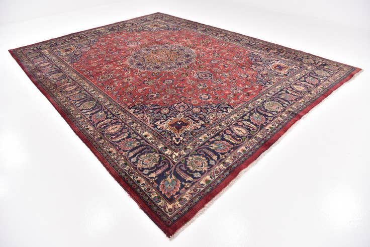 Detail image of 9' 8 x 12' 7 Hand Knotted Mashad Persian Wool Rug