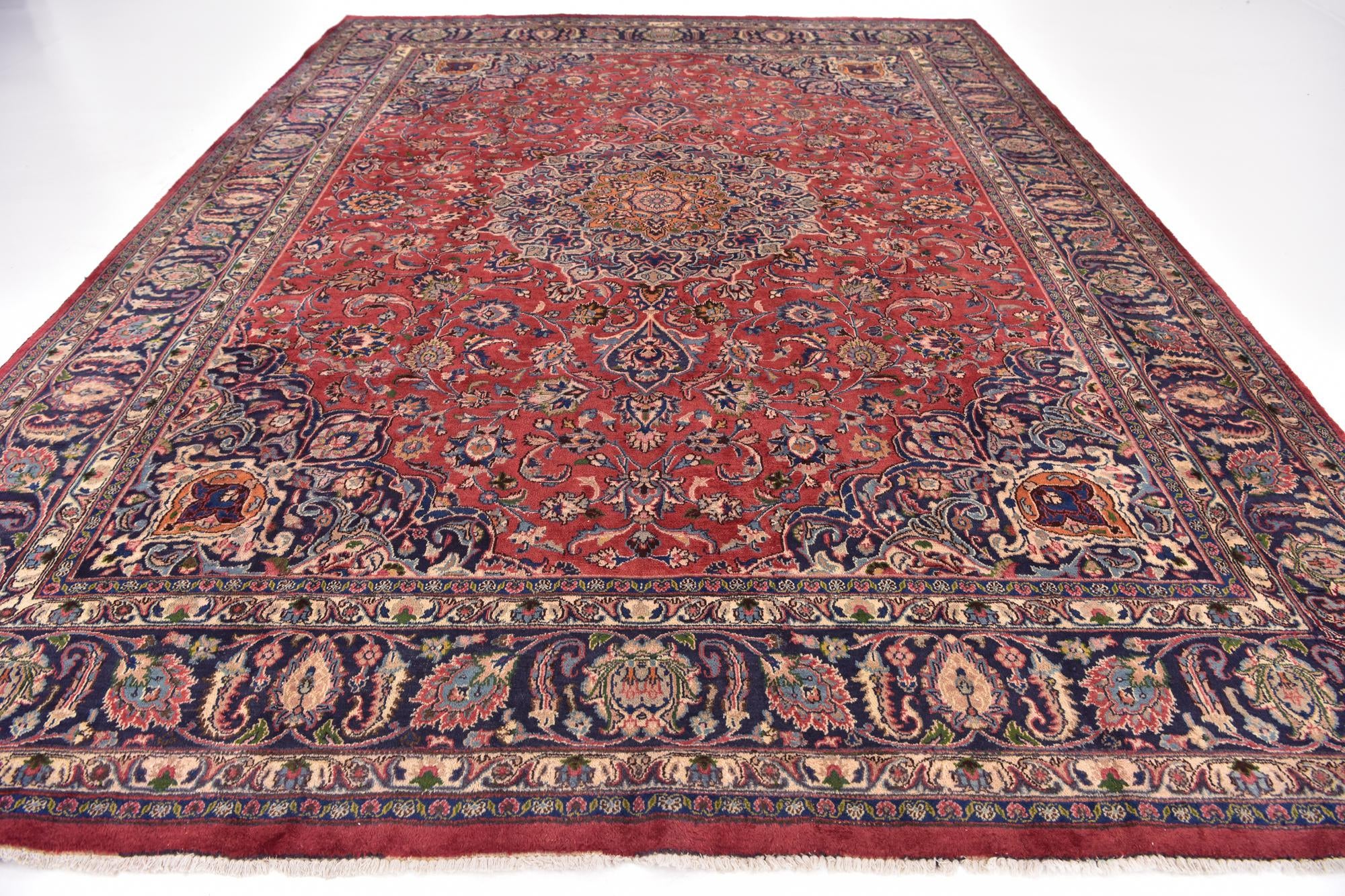 9' 8 x 12' 7 Hand Knotted Mashad Persian Wool Rug