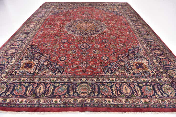 9' 8 x 12' 7 Hand Knotted Mashad Persian Wool Rug