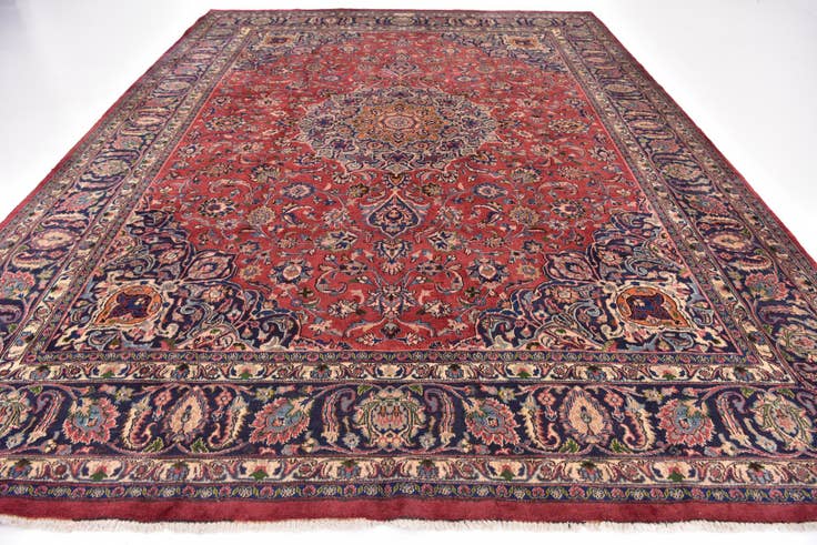 Detail image of 9' 8 x 12' 7 Hand Knotted Mashad Persian Wool Rug