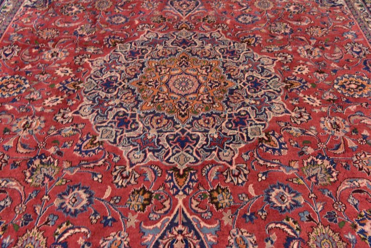 Detail image of 9' 8 x 12' 7 Hand Knotted Mashad Persian Wool Rug