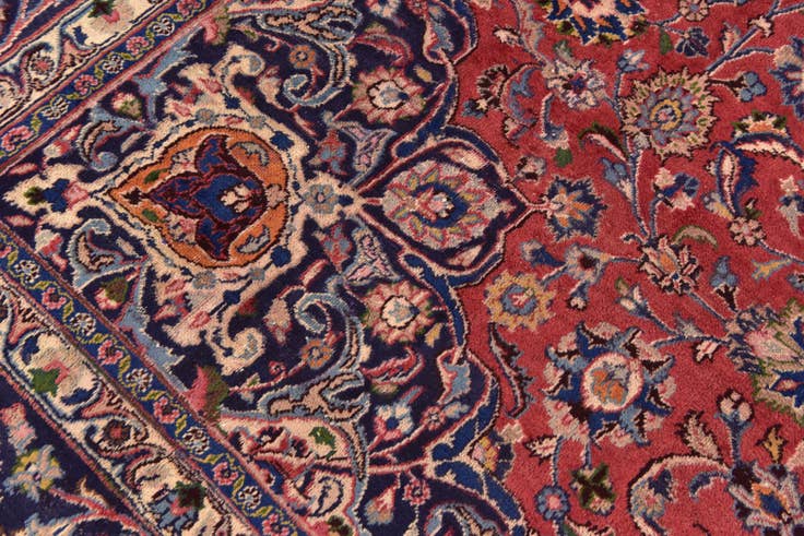 Detail image of 9' 8 x 12' 7 Hand Knotted Mashad Persian Wool Rug