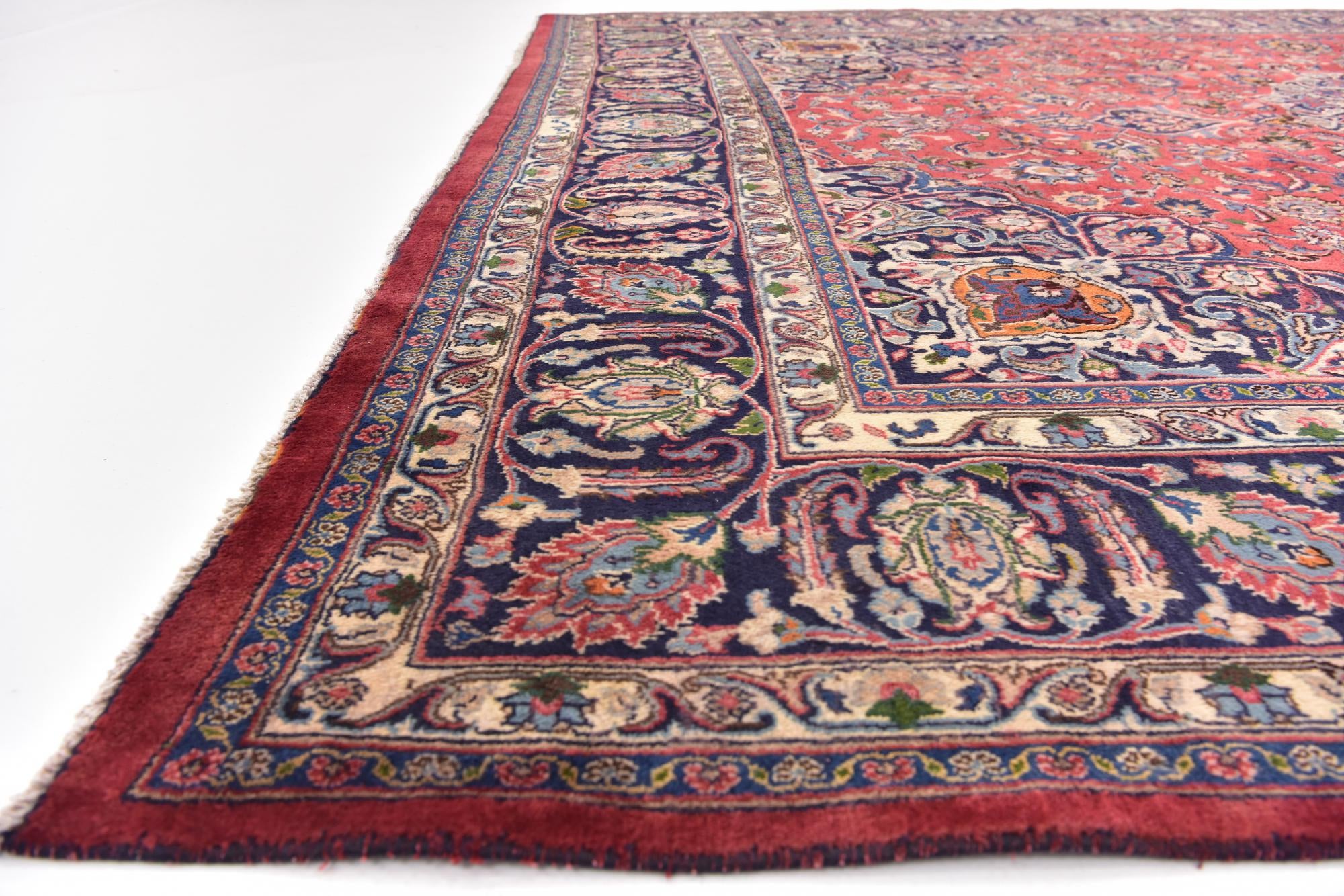 9' 8 x 12' 7 Hand Knotted Mashad Persian Wool Rug