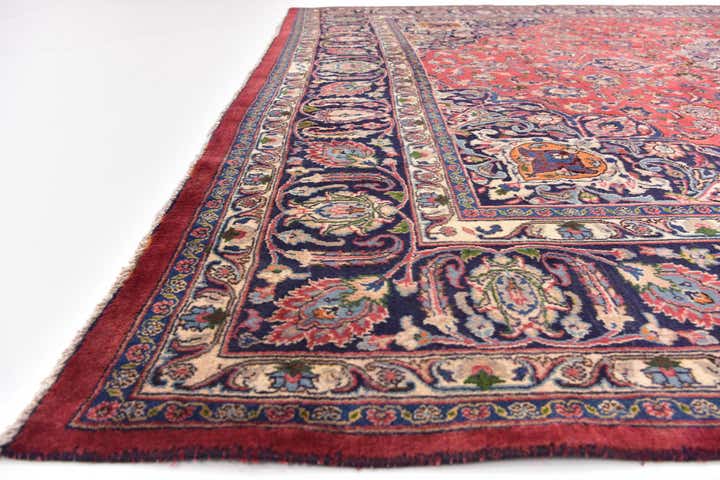 9' 8 x 12' 7 Hand Knotted Mashad Persian Wool Rug