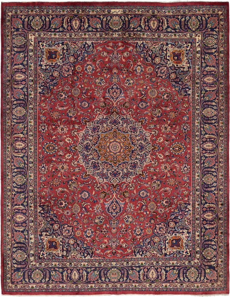 Detail image of 9' 8 x 12' 7 Hand Knotted Mashad Persian Wool Rug
