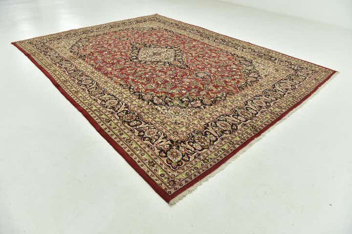 9' 8 x 13' Hand Knotted Mashad Persian Wool Rug