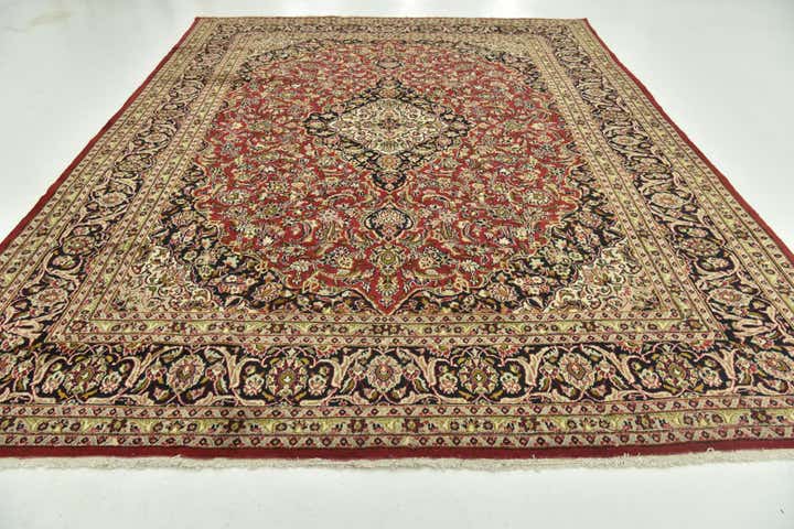 9' 8 x 13' Hand Knotted Mashad Persian Wool Rug