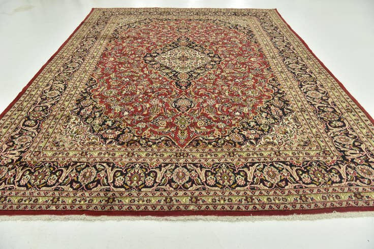 Detail image of 9' 8 x 13' Hand Knotted Mashad Persian Wool Rug