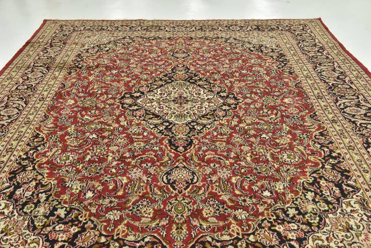 Detail image of 9' 8 x 13' Hand Knotted Mashad Persian Wool Rug