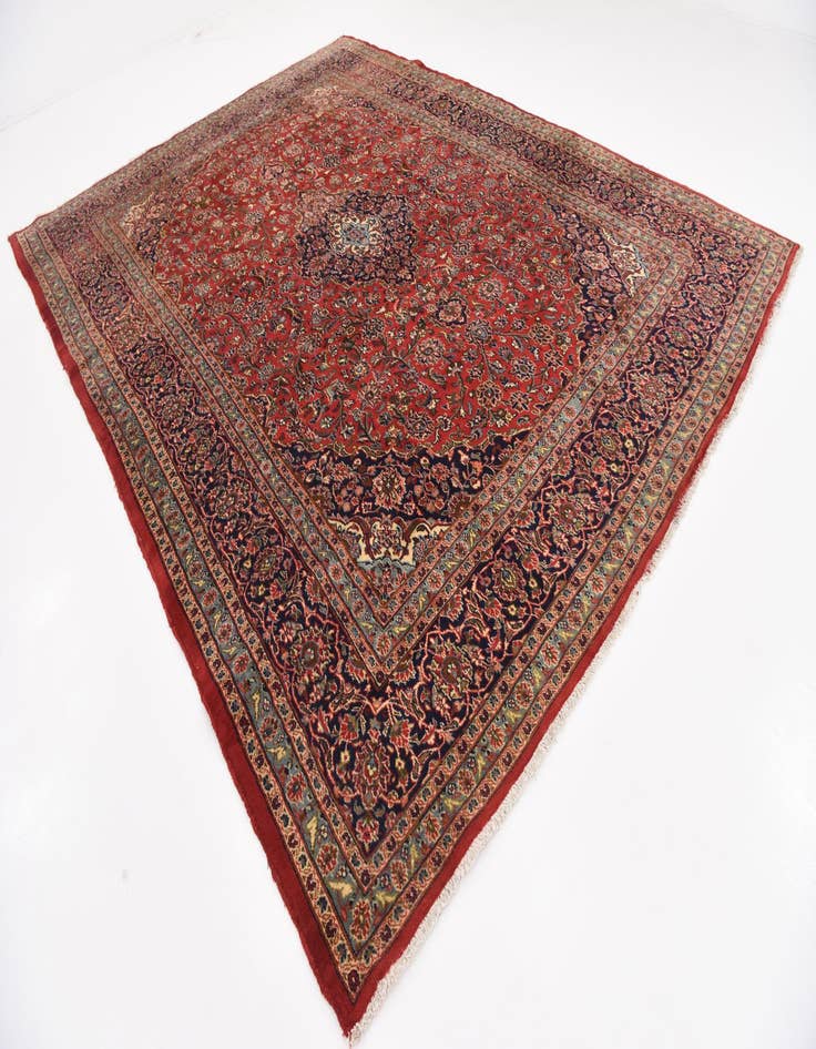 Detail image of 9' 9 x 12' 7  Hand Knotted Mashad Persian Wool Rug