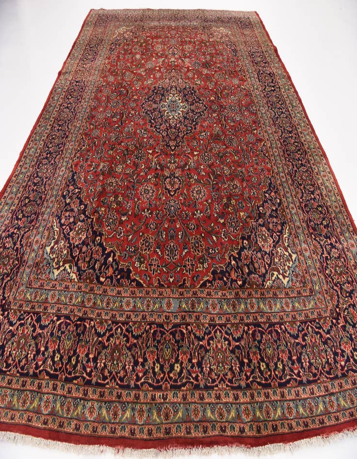 Detail image of 9' 9 x 12' 7  Hand Knotted Mashad Persian Wool Rug