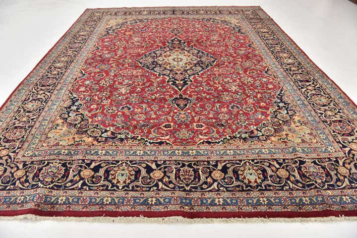 9' 9 x 12' 10 Hand Knotted Mashad Persian Wool Rug