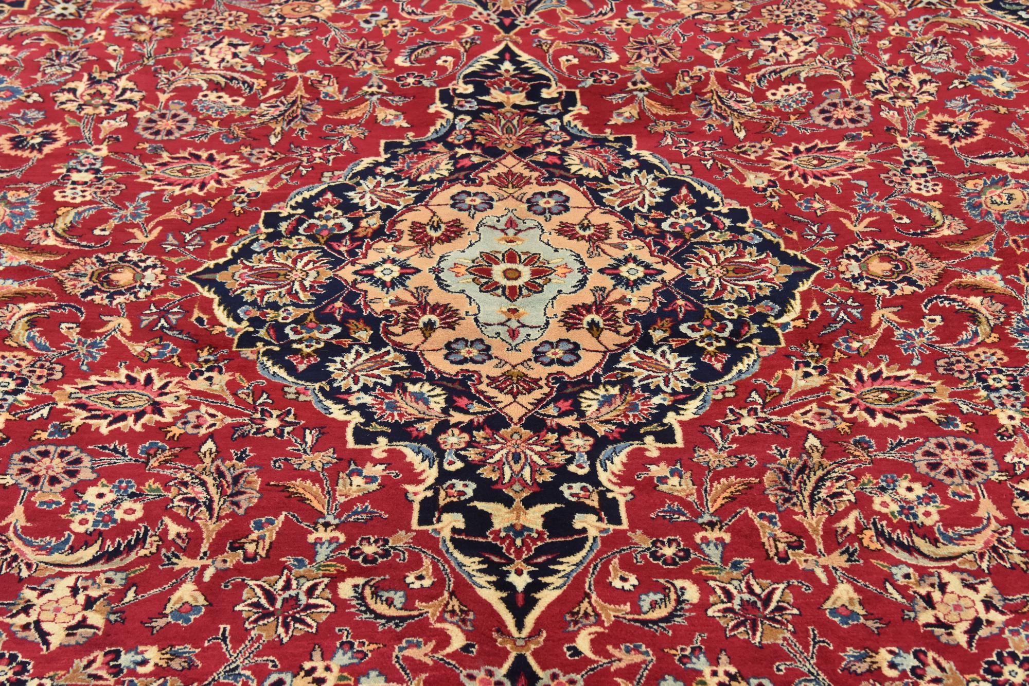 9' 9 x 12' 10 Hand Knotted Mashad Persian Wool Rug