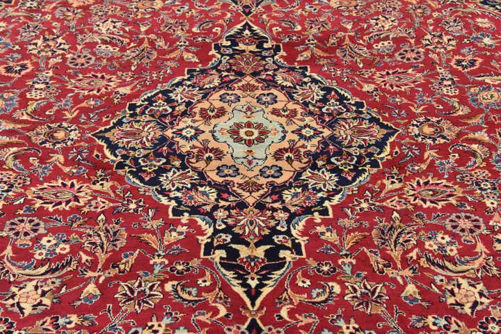 9' 9 x 12' 10 Hand Knotted Mashad Persian Wool Rug