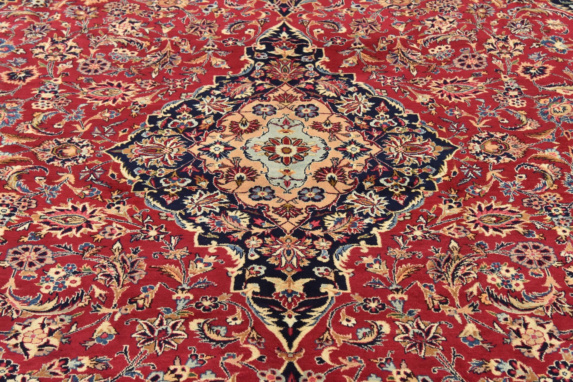 9' 9 x 12' 10 Hand Knotted Mashad Persian Wool Rug