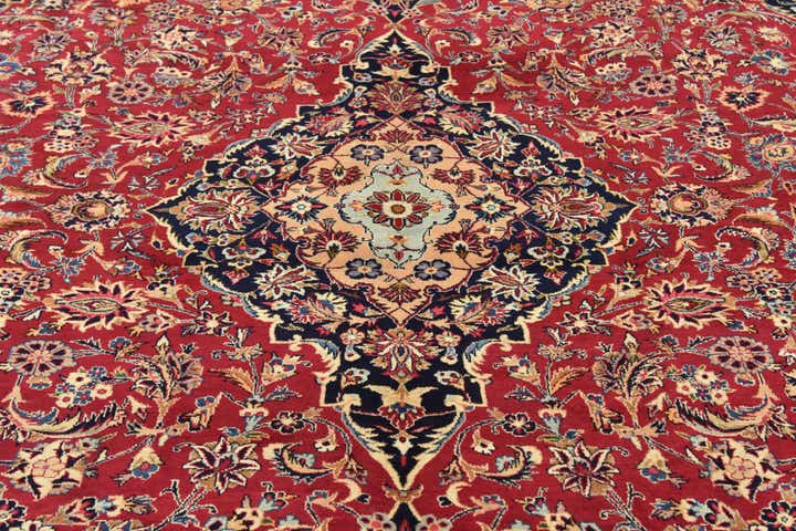 9' 9 x 12' 10 Hand Knotted Mashad Persian Wool Rug