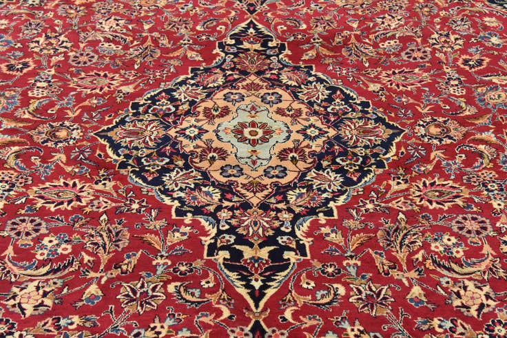 Detail image of 9' 9 x 12' 10 Hand Knotted Mashad Persian Wool Rug