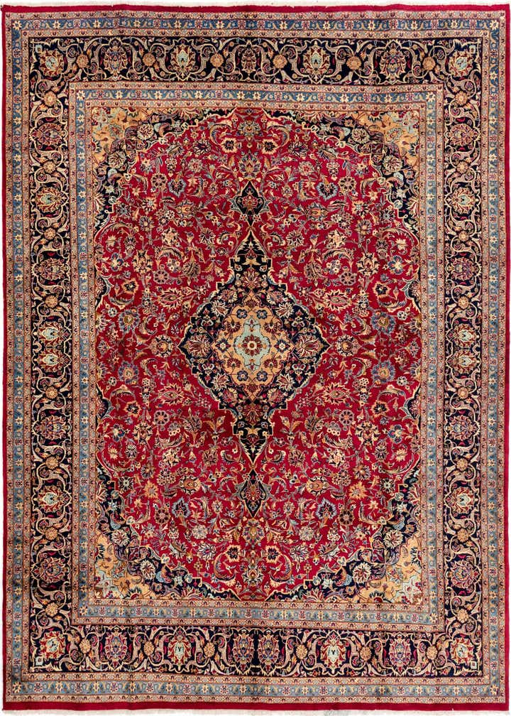 9' 9 x 12' 10 Hand Knotted Mashad Persian Wool Rug