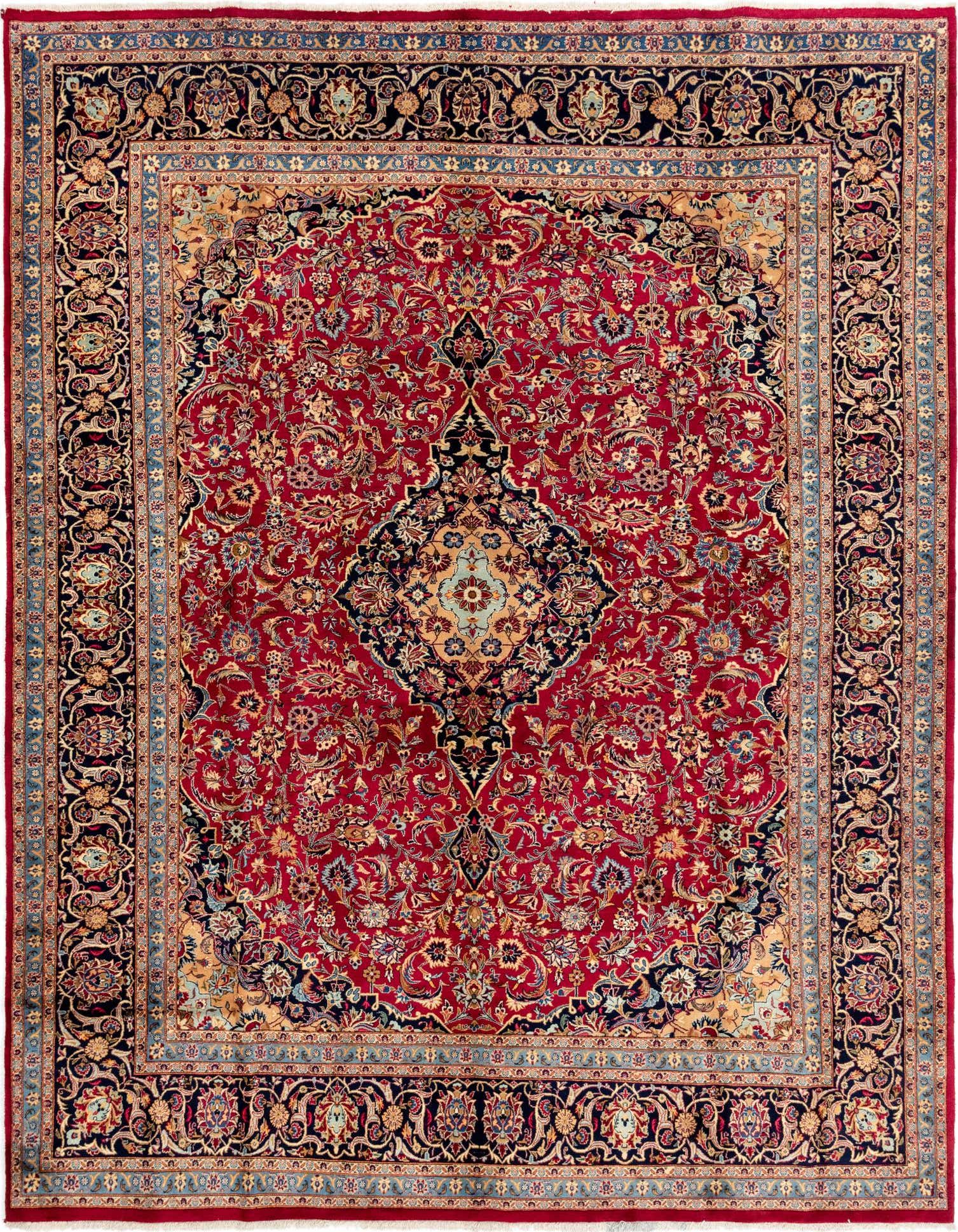 9' 9 x 12' 10 Hand Knotted Mashad Persian Wool Rug