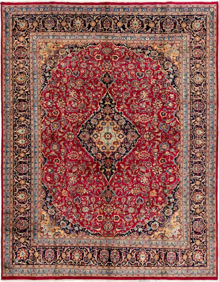 Detail image of 9' 9 x 12' 10 Hand Knotted Mashad Persian Wool Rug