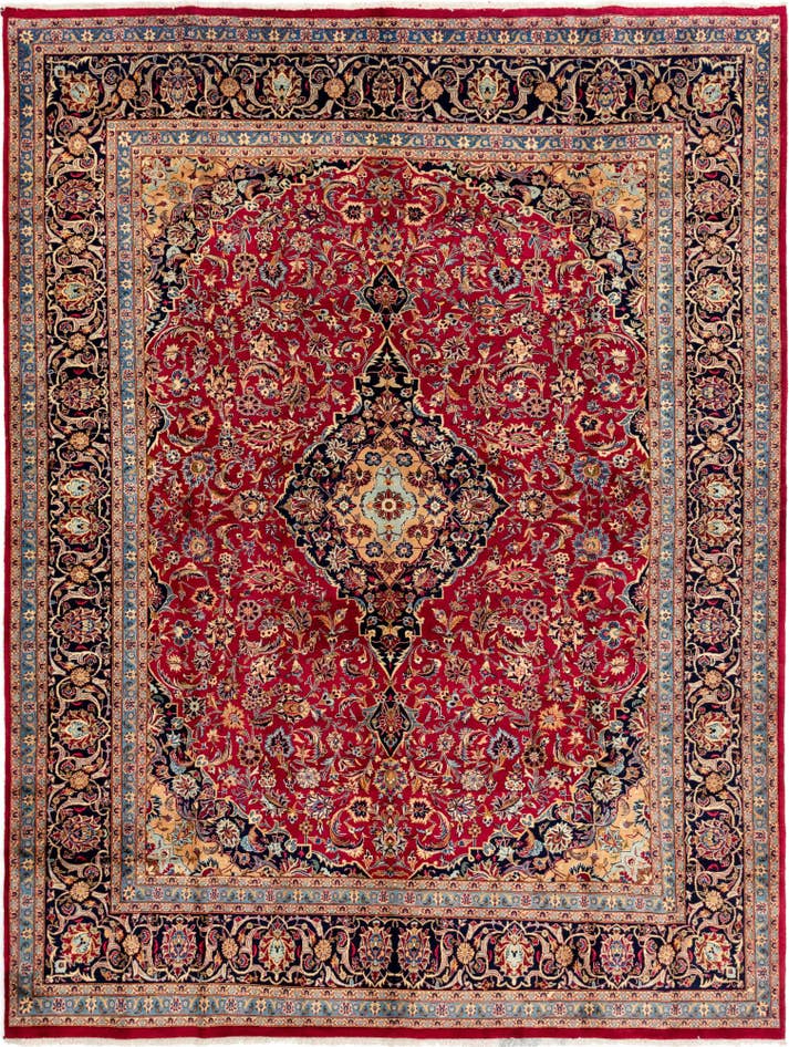 Detail image of 9' 9 x 12' 10 Hand Knotted Mashad Persian Wool Rug
