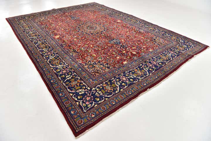 9' 6 x 12' 9 Hand Knotted Mashad Persian Wool Rug