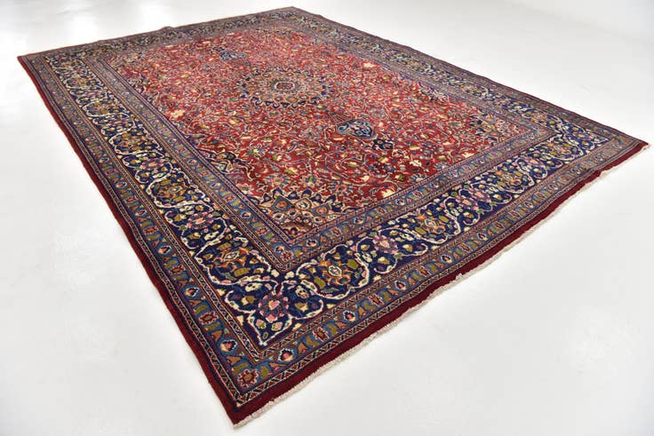 Detail image of 9' 6 x 12' 9 Hand Knotted Mashad Persian Wool Rug