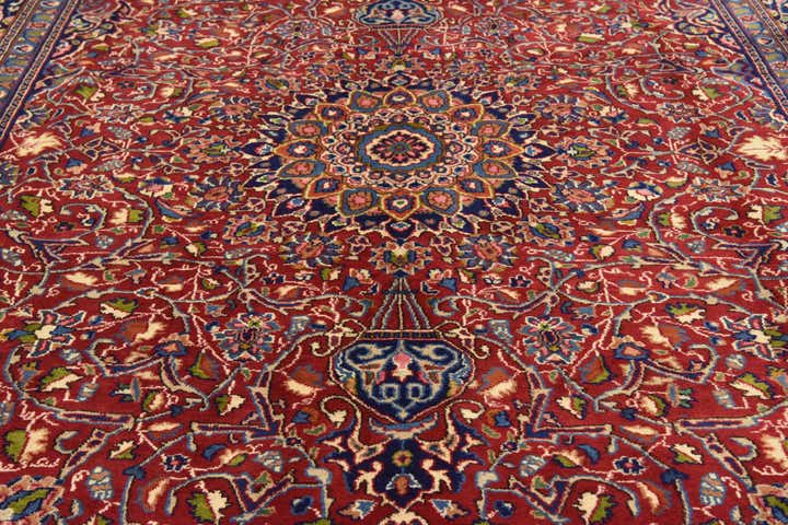 9' 6 x 12' 9 Hand Knotted Mashad Persian Wool Rug