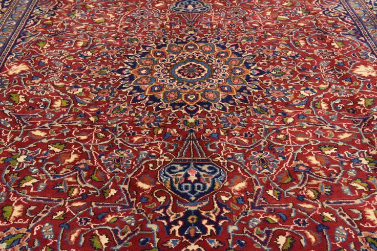 Detail image of 9' 6 x 12' 9 Hand Knotted Mashad Persian Wool Rug