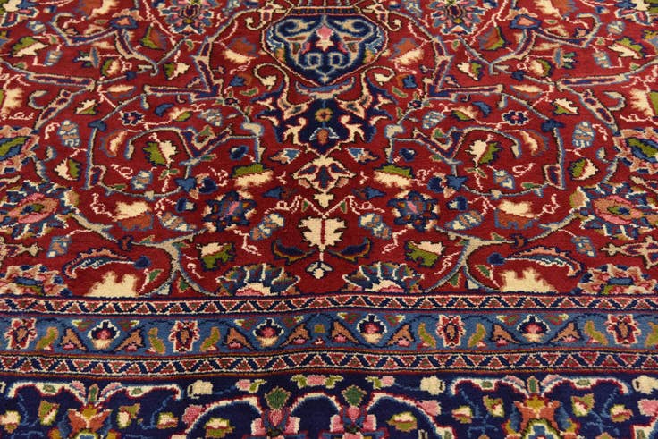 Detail image of 9' 6 x 12' 9 Hand Knotted Mashad Persian Wool Rug